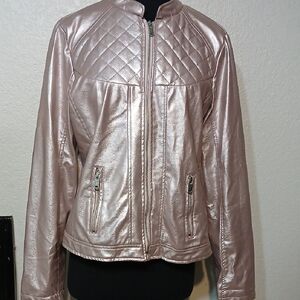 Miss Lili Metallic Pink Rose Quilted Jacket